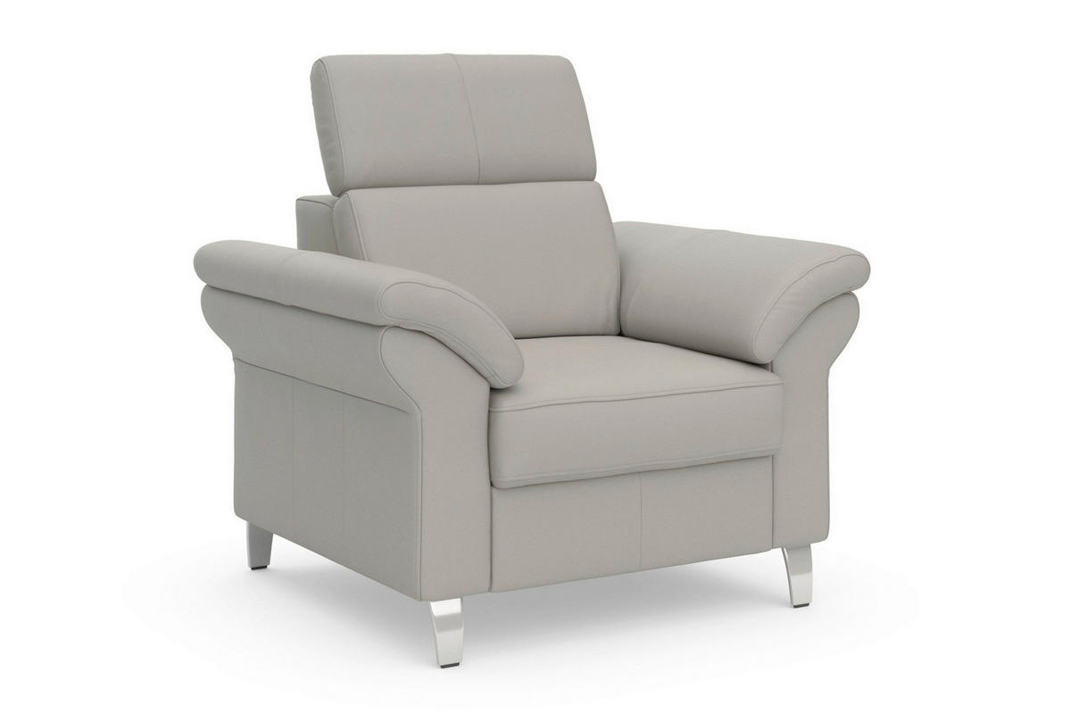 SESSEL 101/84/93 cm  in Echtleder Hellgrau  - Chromfarben/Hellgrau, Basics, Leder/Metall (101/84/93cm) - Sit & More