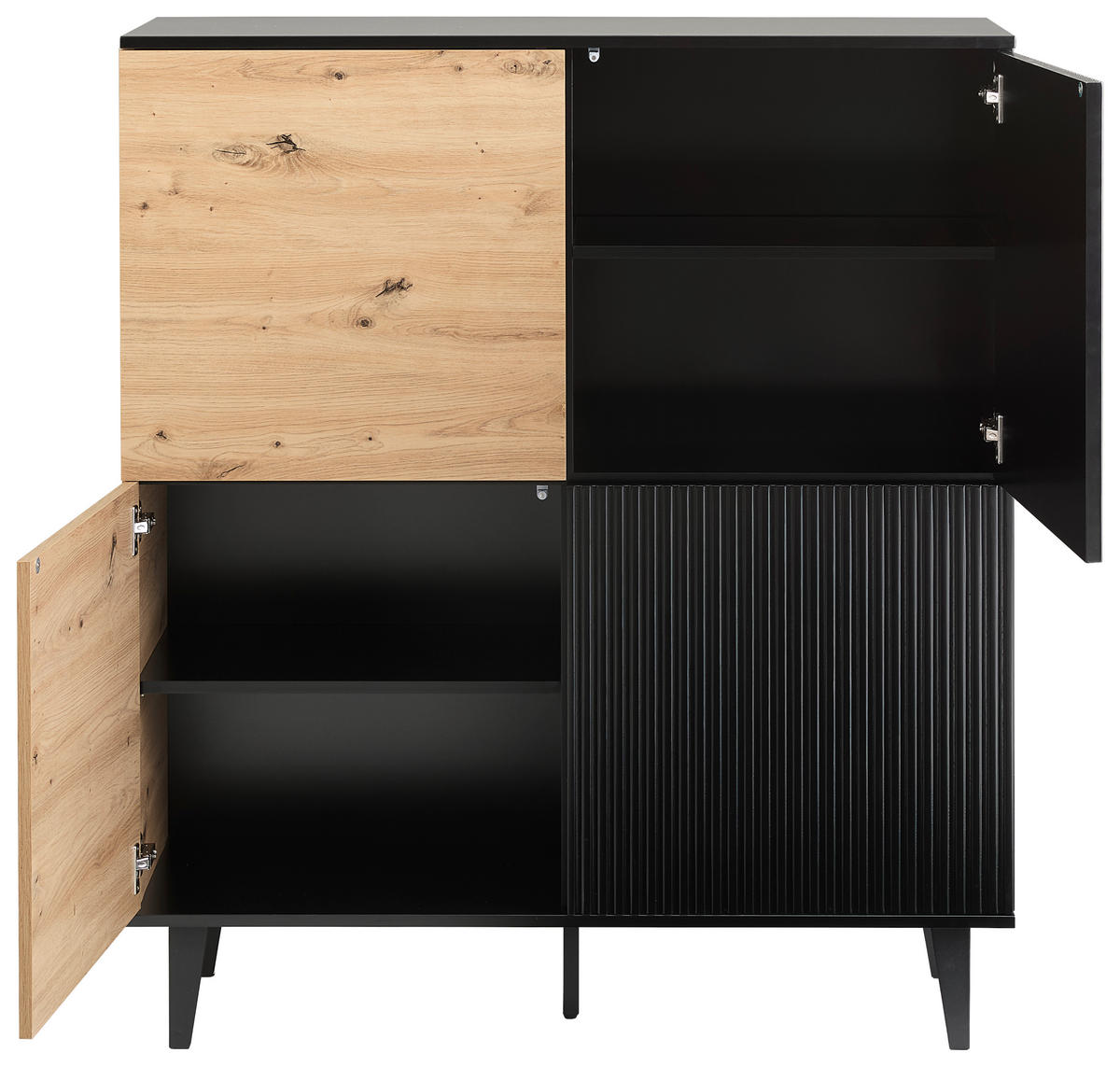 HIGHBOARD  in 106,5/126/40 cm  - Schwarz/Eiche Artisan, Design, Holzwerkstoff/Metall (106,5/126/40cm) - Xora
