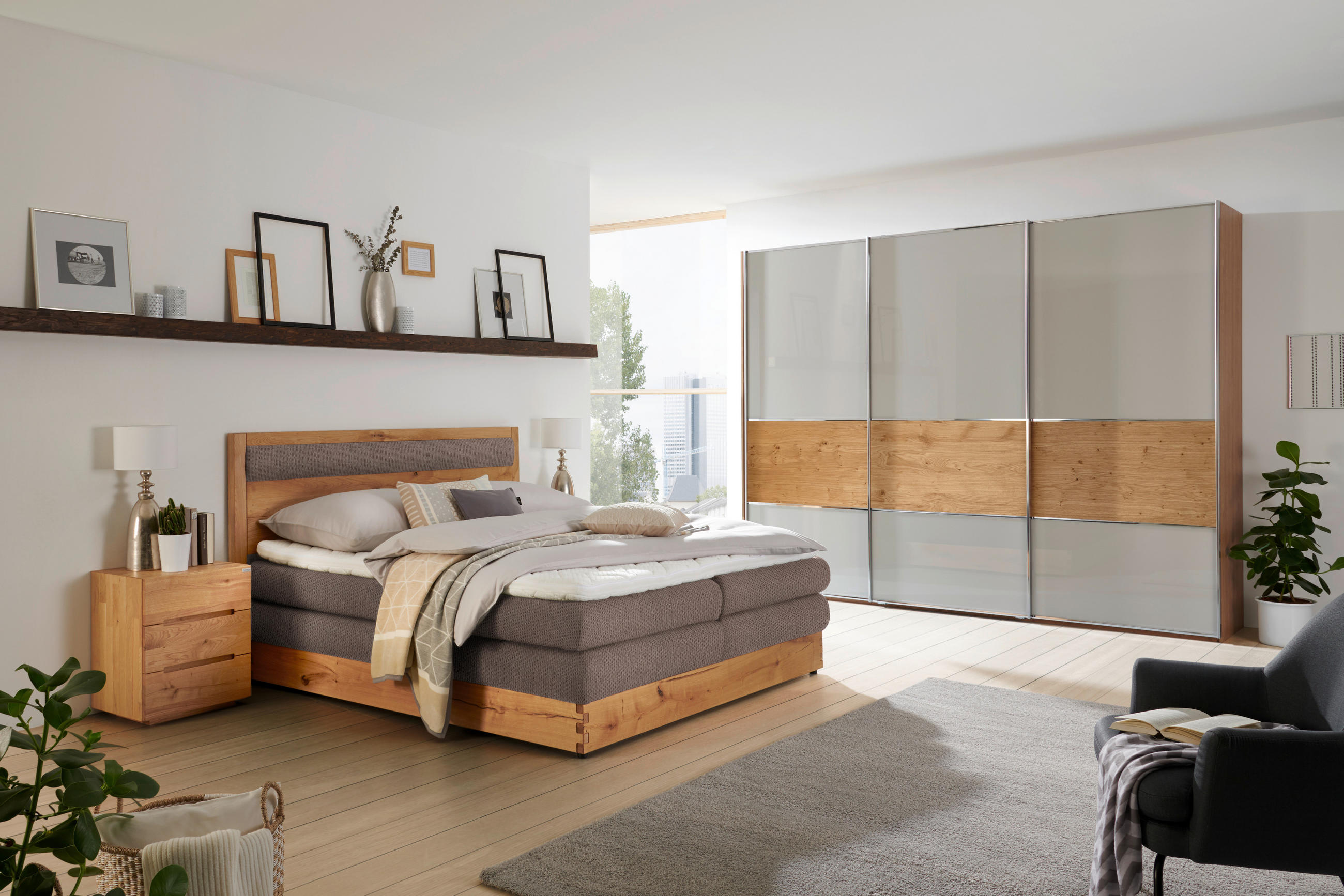 BOXSPRINGBETT 180/200 cm  in Braun, Eichefarben  - Eichefarben/Schwarz, Konventionell, Holz/Holzwerkstoff (180/200cm) - Valnatura