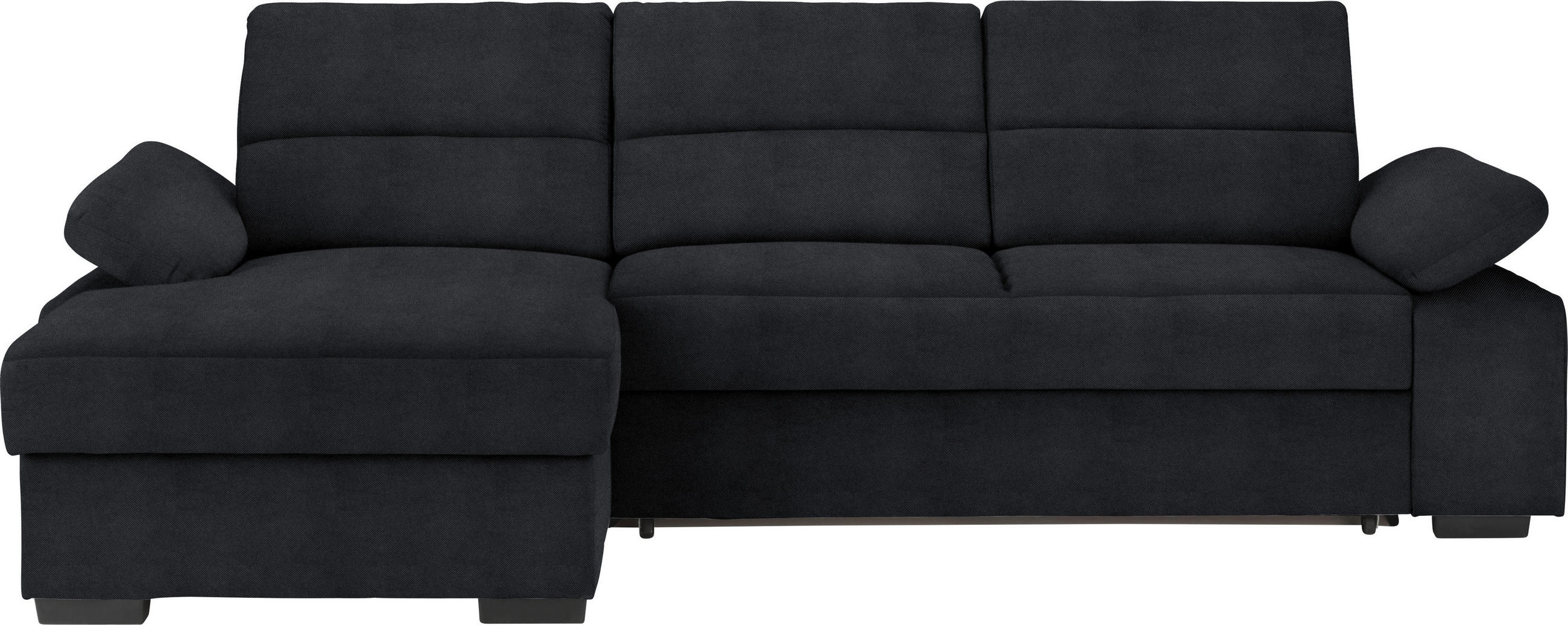 ECKSOFA Anthrazit Flachgewebe Bettkasten, Schlaffunktion, Rücken echt  - Dunkelbraun/Anthrazit, KONVENTIONELL, Kunststoff/Textil (166/258cm) - Cantus