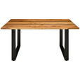 ESSTISCH in Holz, Metall 140/80/76 cm  - Schwarz/Akaziefarben, LIFESTYLE, Holz/Metall (140/80/76cm) - Linea Natura