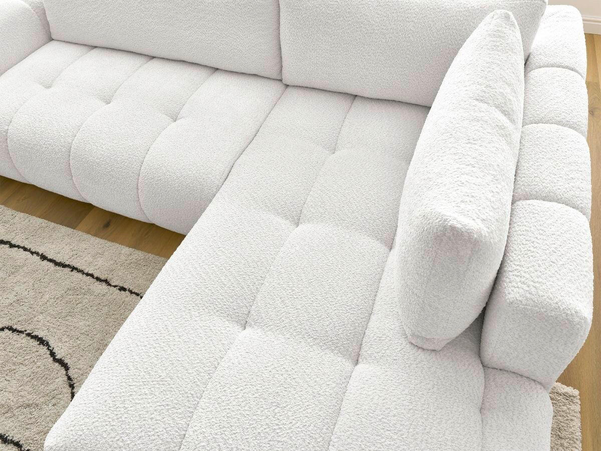 ECKSCHLAFSOFA FUJI Bouclé Weiß  inkl.  - Schwarz/Weiß, MODERN, Kunststoff/Textil (282/204cm)