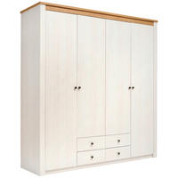 ŠATNÍ SKŘÍŇ S OTOČNÝMI DVEŘMI, bílá, barvy dubu, 201,4/216,5/60 cm - bílá/barvy dubu, Basics, kov/kompozitní dřevo (201,4/216,5/60cm) - Landscape