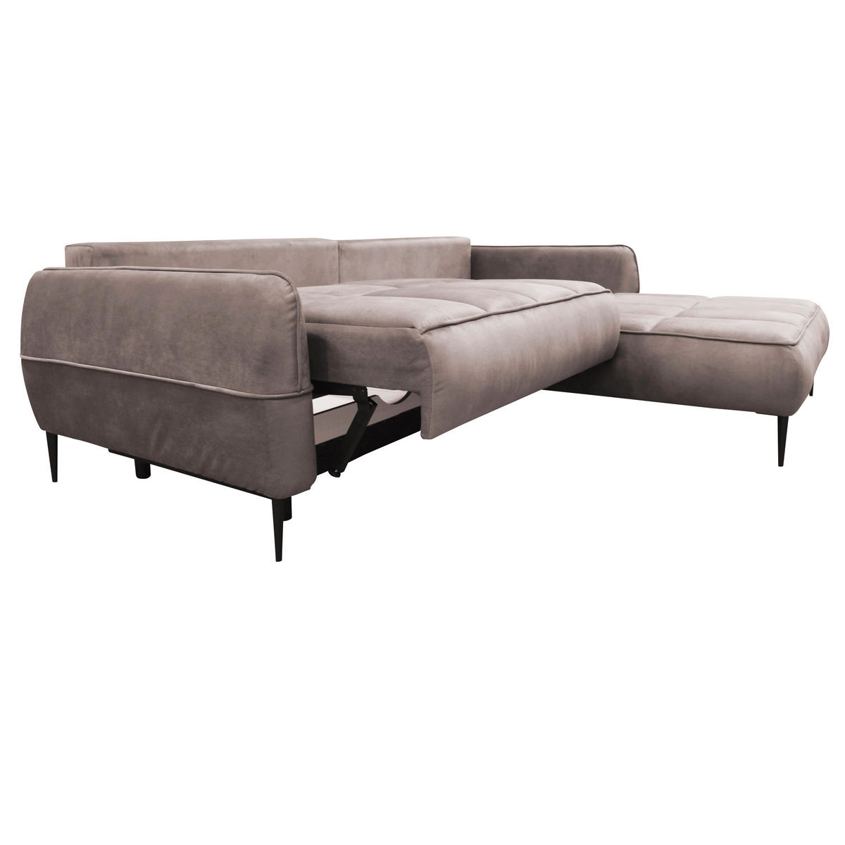 ECKSOFA Beige Velours  - Beige/Schwarz, Design, Textil/Metall (260/189cm) - MID.YOU
