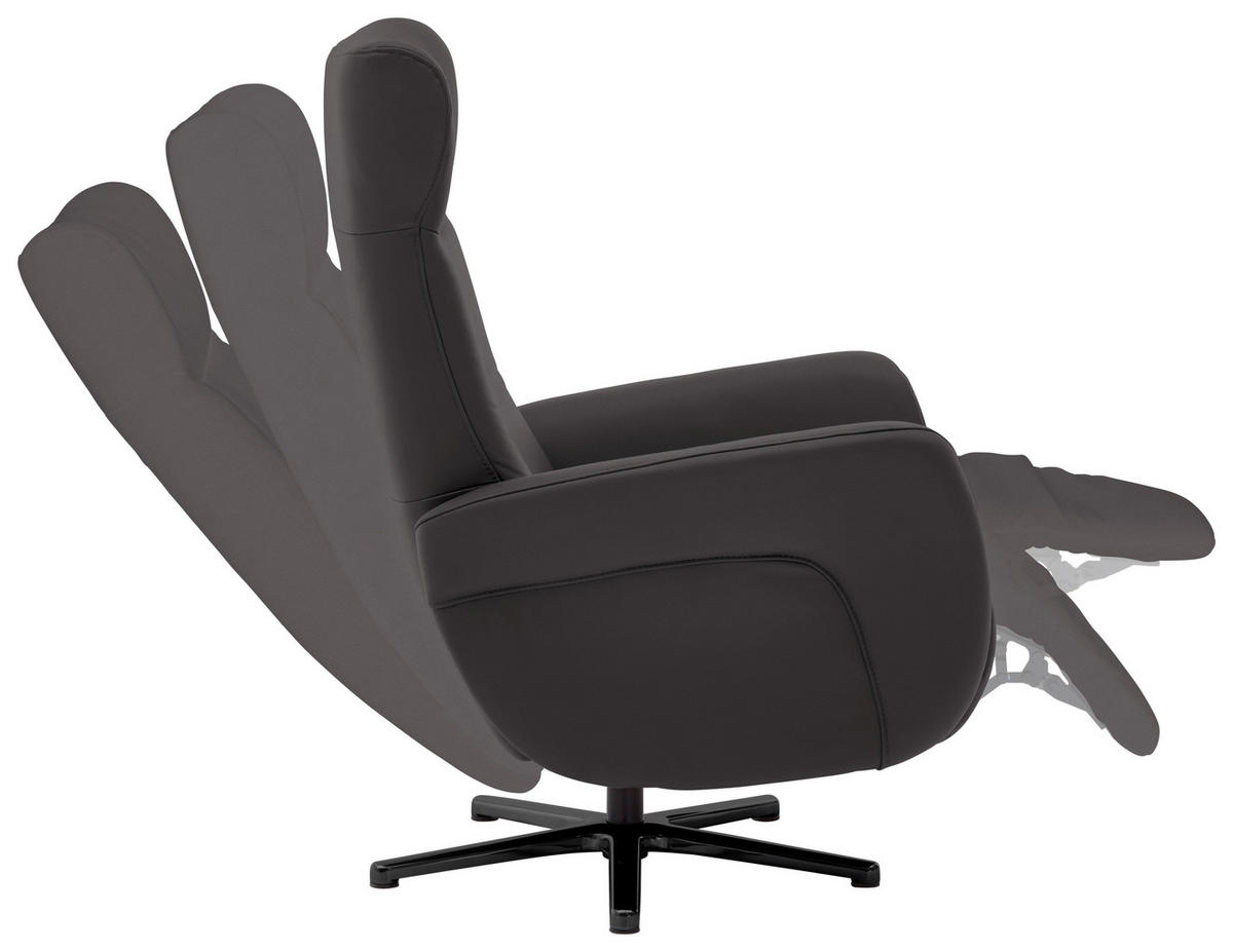 FAUTEUIL RELAX in Leder Dunkelbraun  - Dunkelbraun/Schwarz, Design, Leder/Metall (76/112/83cm) - Beldomo Speed