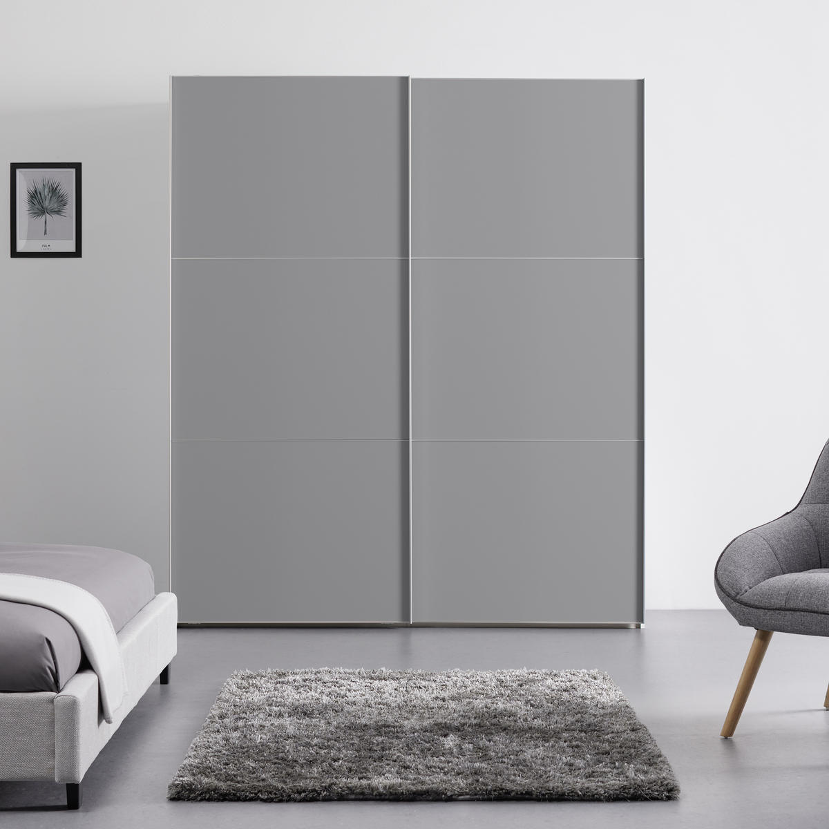 SCHWEBETÜRENSCHRANK 188/222/68 cm 2-türig Grau  - Alufarben/Grau, Holzwerkstoff/Metall (188/222/68cm) - Moderano
