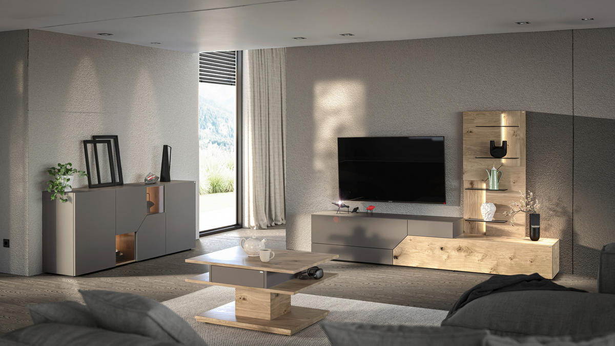 WANDPANEEL Wildeiche  63,6/128/22,8 cm  - Wildeiche, Design, Glas/Holz (63,6/128/22,8cm) - Voglauer