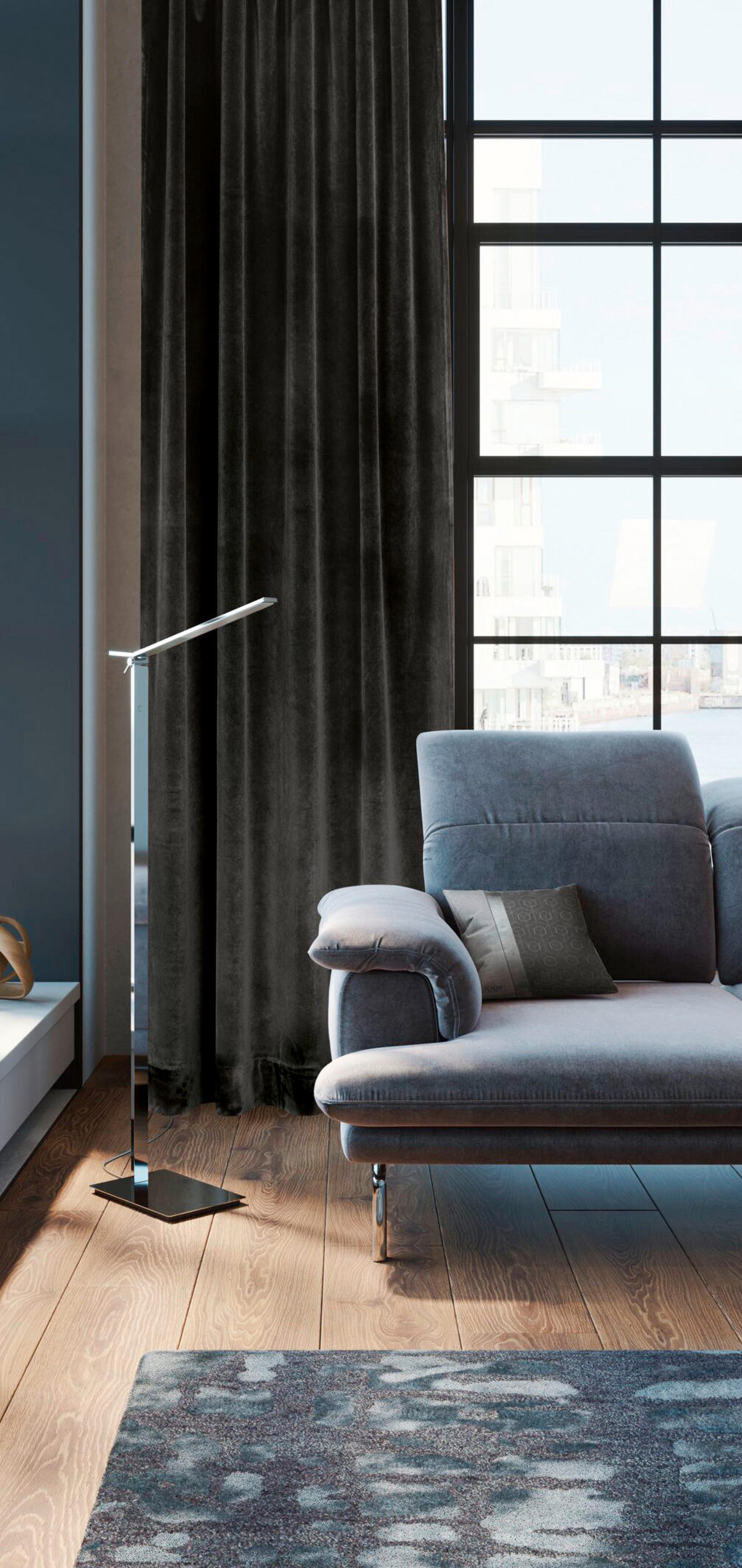 VORHANGSCHAL blickdicht  - Anthrazit, Design, Textil (130/250cm) - Joop!