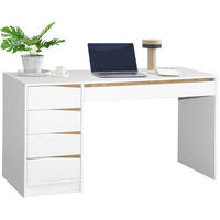 PISALNA MIZA leseni material bela, barve hrasta  - barve hrasta/bela, Moderno, leseni material (140/60/76cm) - Venda