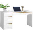SCHREIBTISCH 140/60/76 cm  in Weiß, Eichefarben  - Eichefarben/Weiß, MODERN, Holzwerkstoff (140/60/76cm) - Venda