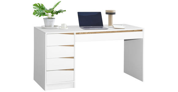 SCHREIBTISCH 140/60/76 cm  in Weiß, Eichefarben  - Eichefarben/Weiß, MODERN, Holzwerkstoff (140/60/76cm) - Venda