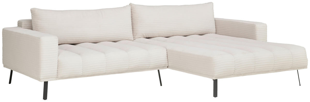 ECKSOFA Beige Cord  - Beige/Schwarz, Design, Textil/Metall (291/204cm) - Lomoco