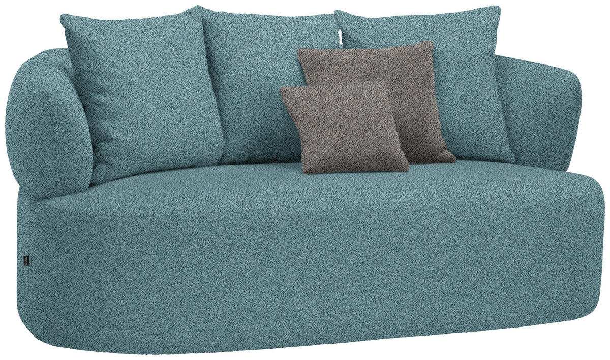 2-SITZER-SOFA  in Plüsch Petrol  - Petrol/Schwarz, MODERN, Kunststoff/Textil (177/86/105cm) - Hom`in