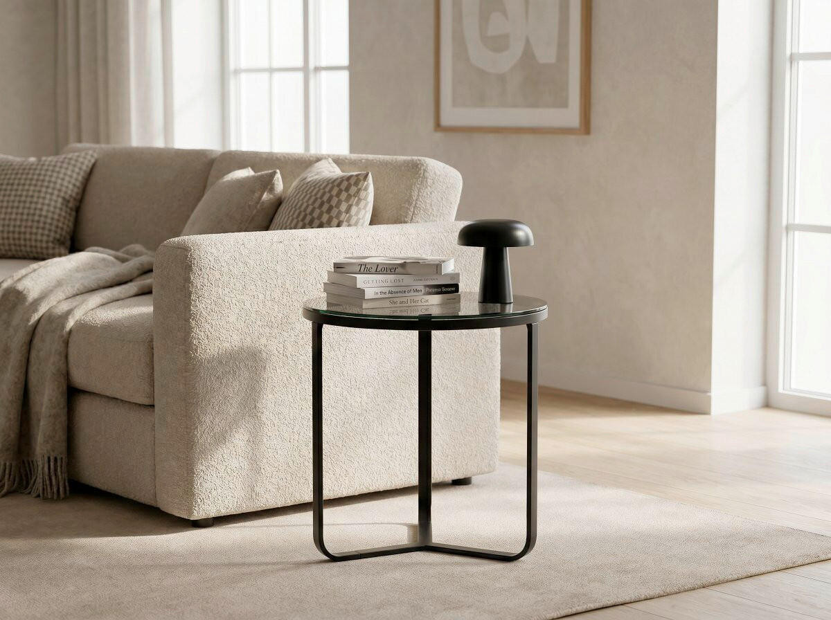 COUCHTISCH 50/50/50 cm rund Schwarz  - Schwarz, Design, Glas/Metall (50/50/50cm) - Xora