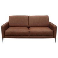 2-SITZER-SOFA in Echtleder Dunkelbraun  - Dunkelbraun/Schwarzchrom, Design, Leder/Metall (157/85/92cm) - Livetastic