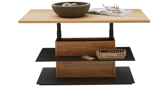 COUCHTISCH in Holz, Metall 120/70/47,6-66,9 cm - Wildeiche/Schwarz, Natur, Holz/Metall (120/70/47,6-66,9cm) - Valnatura