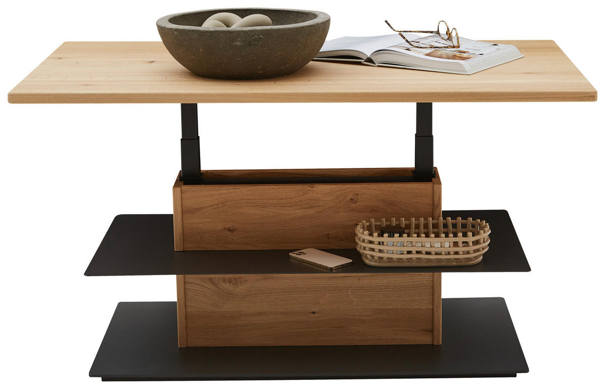 COUCHTISCH in Holz, Metall 120/70/47,6-66,9 cm  - Wildeiche/Schwarz, Natur, Holz/Metall (120/70/47,6-66,9cm) - Valnatura