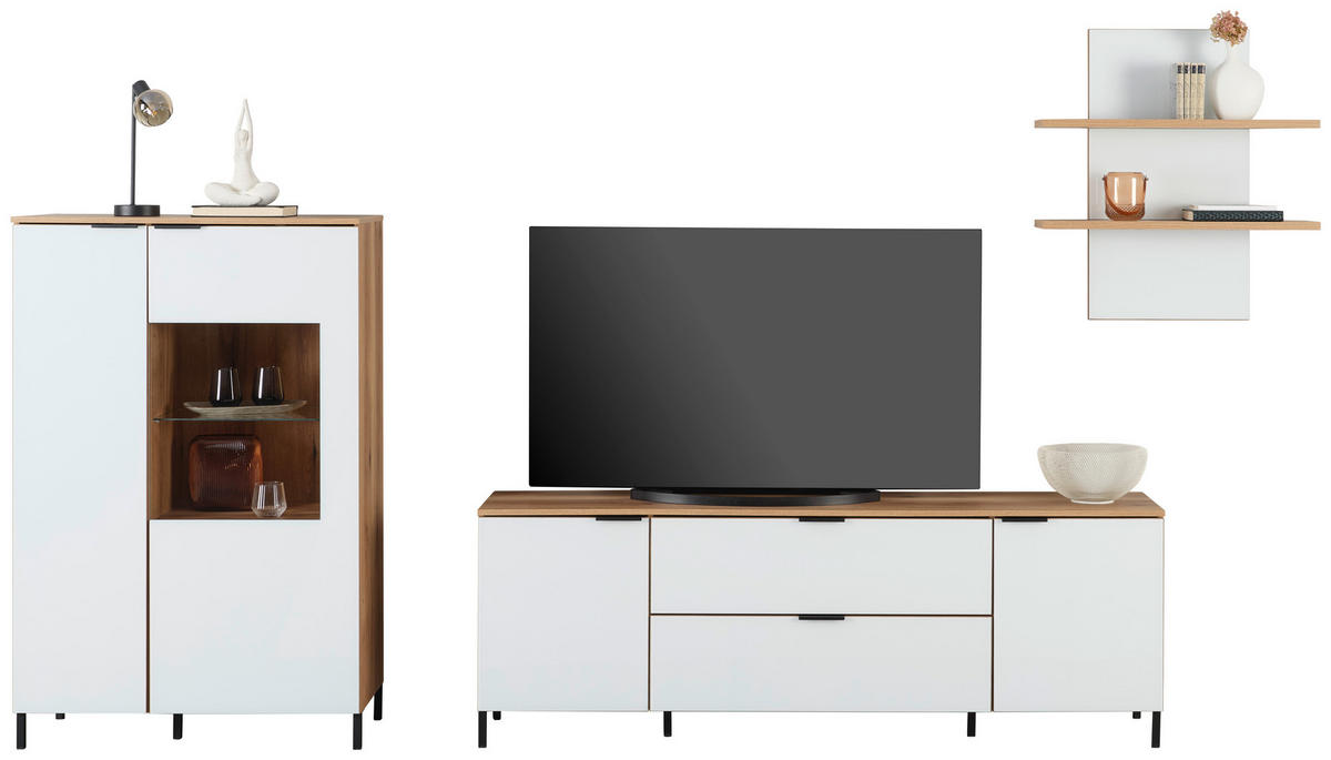 Wandboard Austin 75 cm - barve hrasta/bela, Trend, steklo/leseni material (75/81/22cm)