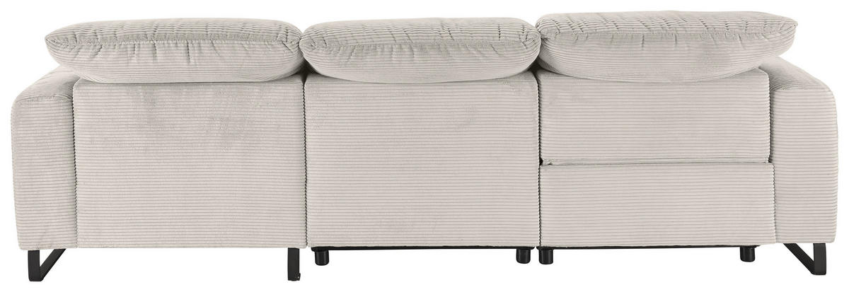 ECKSOFA in Cord Creme  - Creme/Schwarz, Konventionell, Textil/Metall (266/180cm) - Hom`in