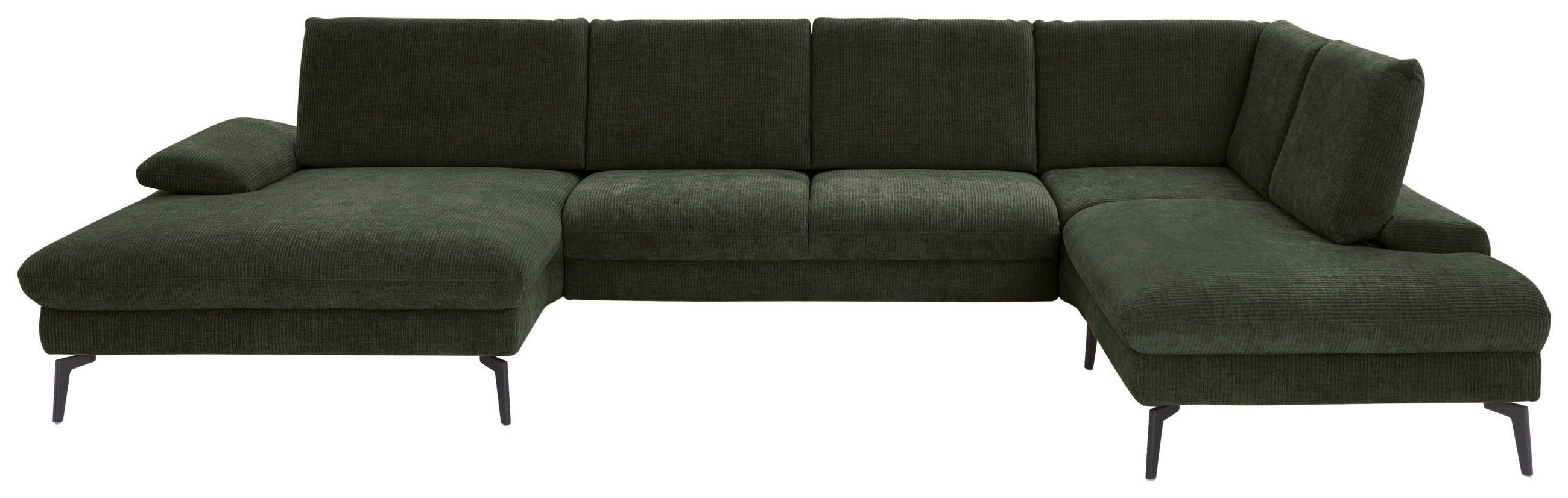 WOHNLANDSCHAFT in Webstoff Olivgrün  - Schwarz/Olivgrün, Design, Textil/Metall (157/354/208cm) - Dieter Knoll
