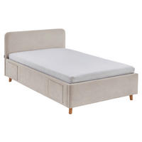 POLSTERBETT 120/200 cm,  in Eichefarben, Beige, Lattenrost, Bettkasten, Betttasche,  - Eichefarben/Birkefarben, KONVENTIONELL, Holz/Textil (120/200cm) - Boxxx