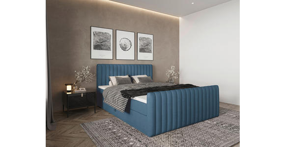BOXBETT 160/200 cm  in Blau  - Blau/Schwarz, Basics, Kunststoff/Textil (160/200cm) - Carryhome