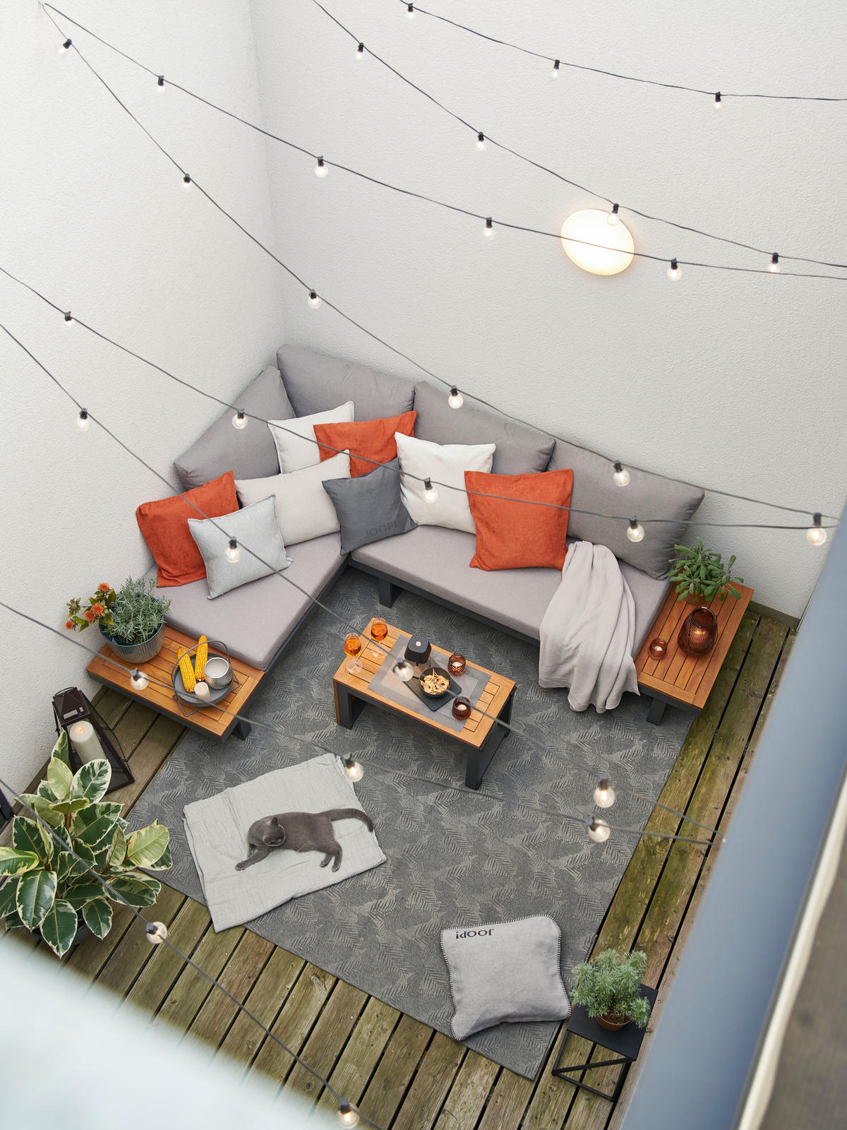 LOUNGEGARNITUR Akazie massiv Aluminium  - Anthrazit/Hellgrau, Design, Holz/Textil - Amatio
