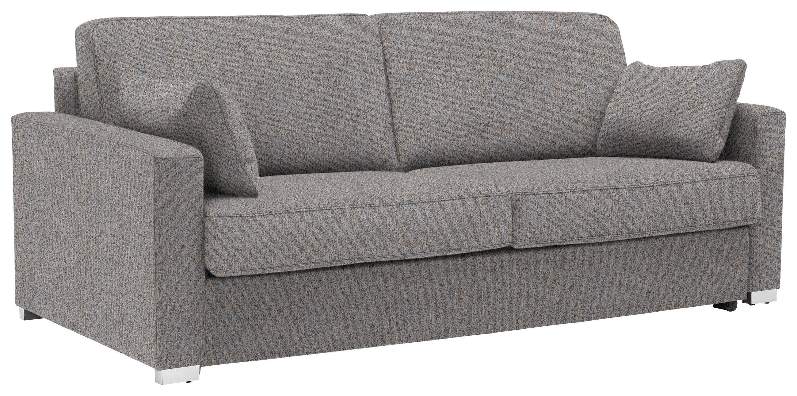 SCHLAFSOFA Textil Blau, Braun  - Chromfarben/Blau, Konventionell, Textil/Metall (208/86/97cm) - Novel