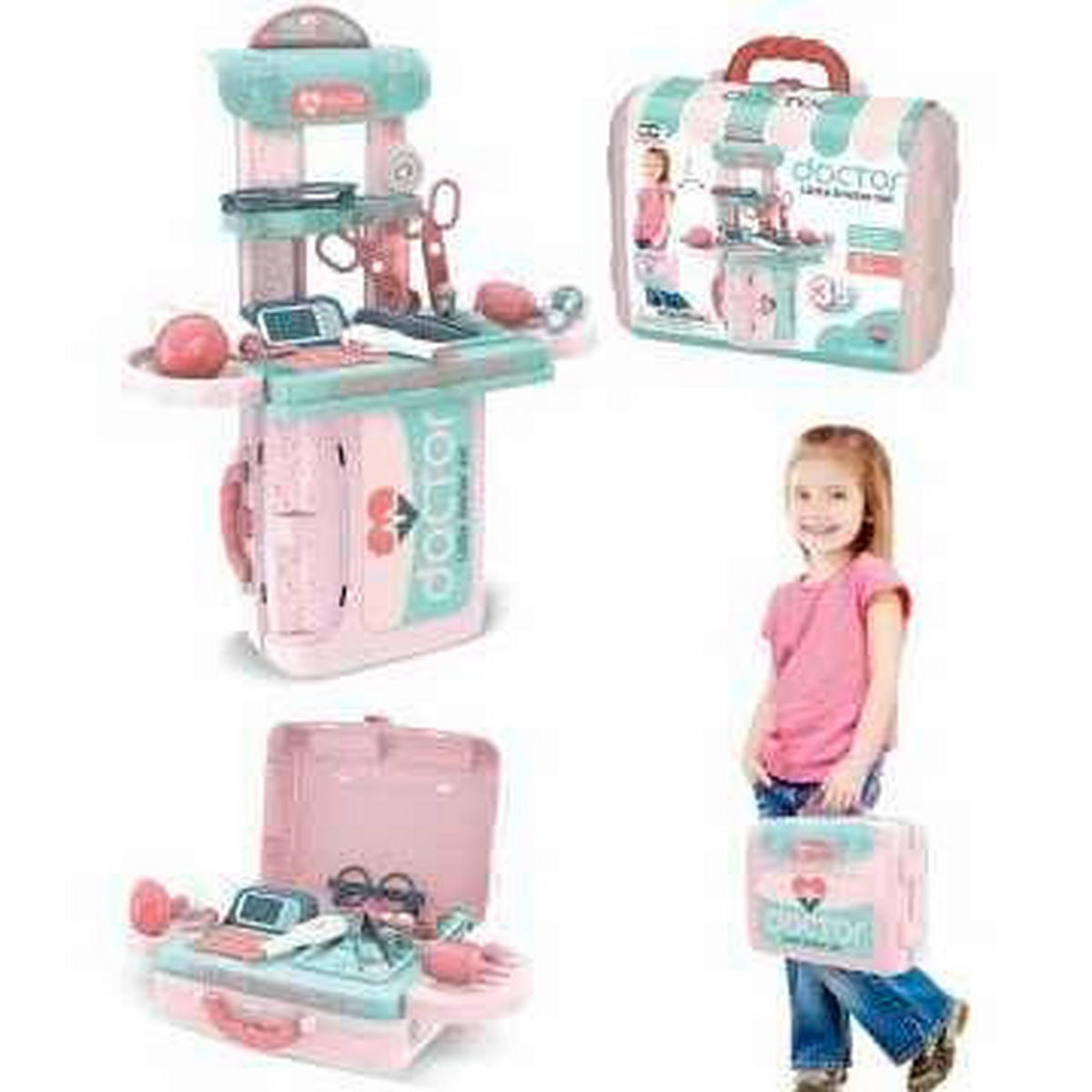 DEČJI DOKTORSKI SET U KOFERU - svetloružičasta/žalfijazelena, Osnovno, plastika (27/25/10cm)