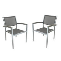 GARTENSTUHL-SET Aluminium Grau, Silberfarben  - Silberfarben/Grau, Basics, Kunststoff/Textil (60/86/55cm) - Gardenson