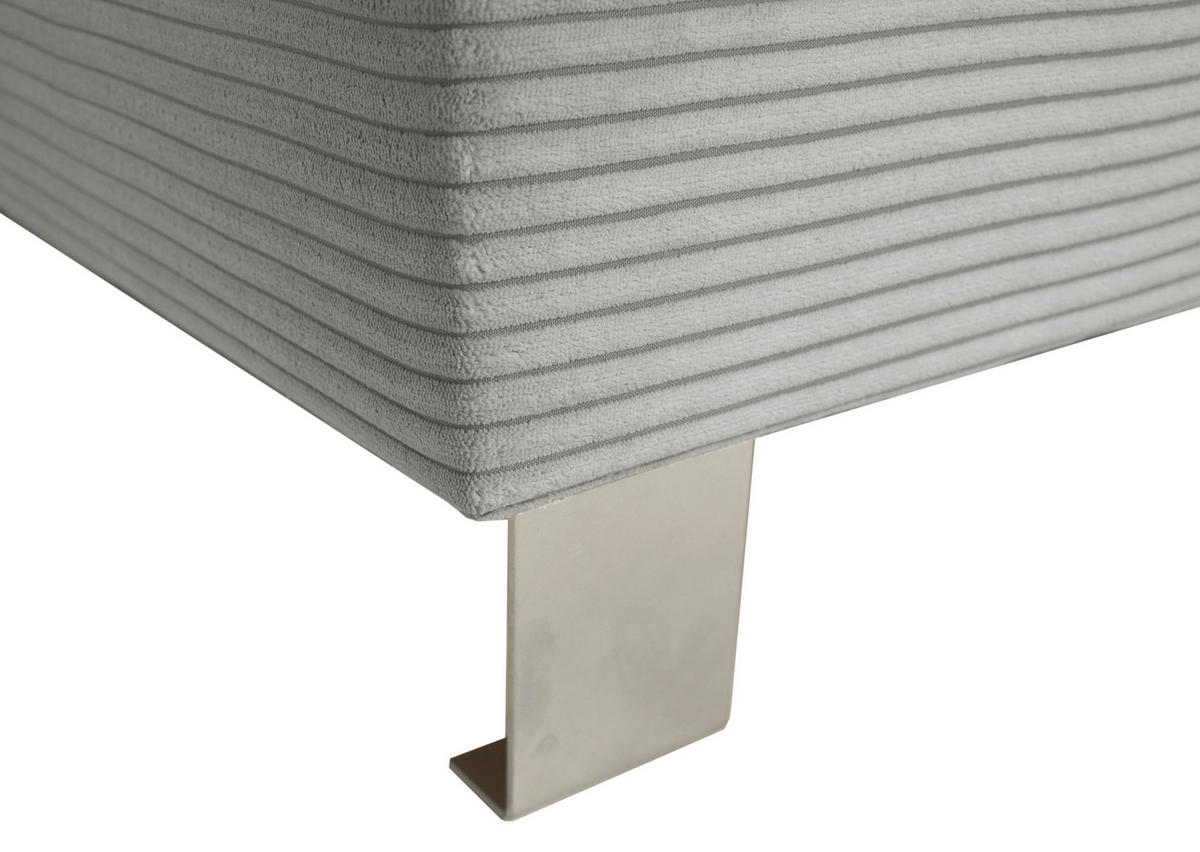 ECKSOFA inkl. Funktionen Grau Cord  - Silberfarben/Grau, Design, Textil/Metall (250/167cm) - Xora