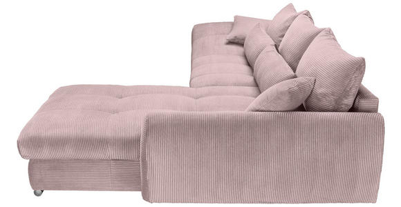 ECKSOFA Altrosa Cord  - Chromfarben/Altrosa, KONVENTIONELL, Textil/Metall (335/225cm) - Carryhome