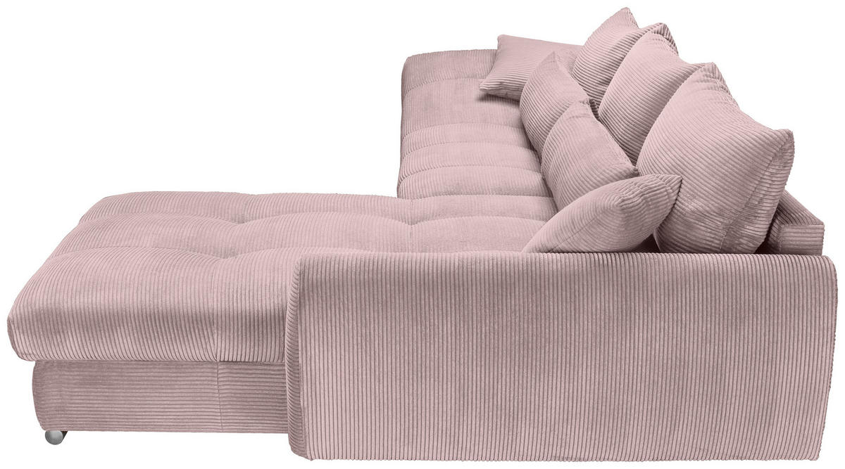 ECKSOFA Altrosa Cord  - Chromfarben/Altrosa, KONVENTIONELL, Textil/Metall (335/225cm) - Carryhome