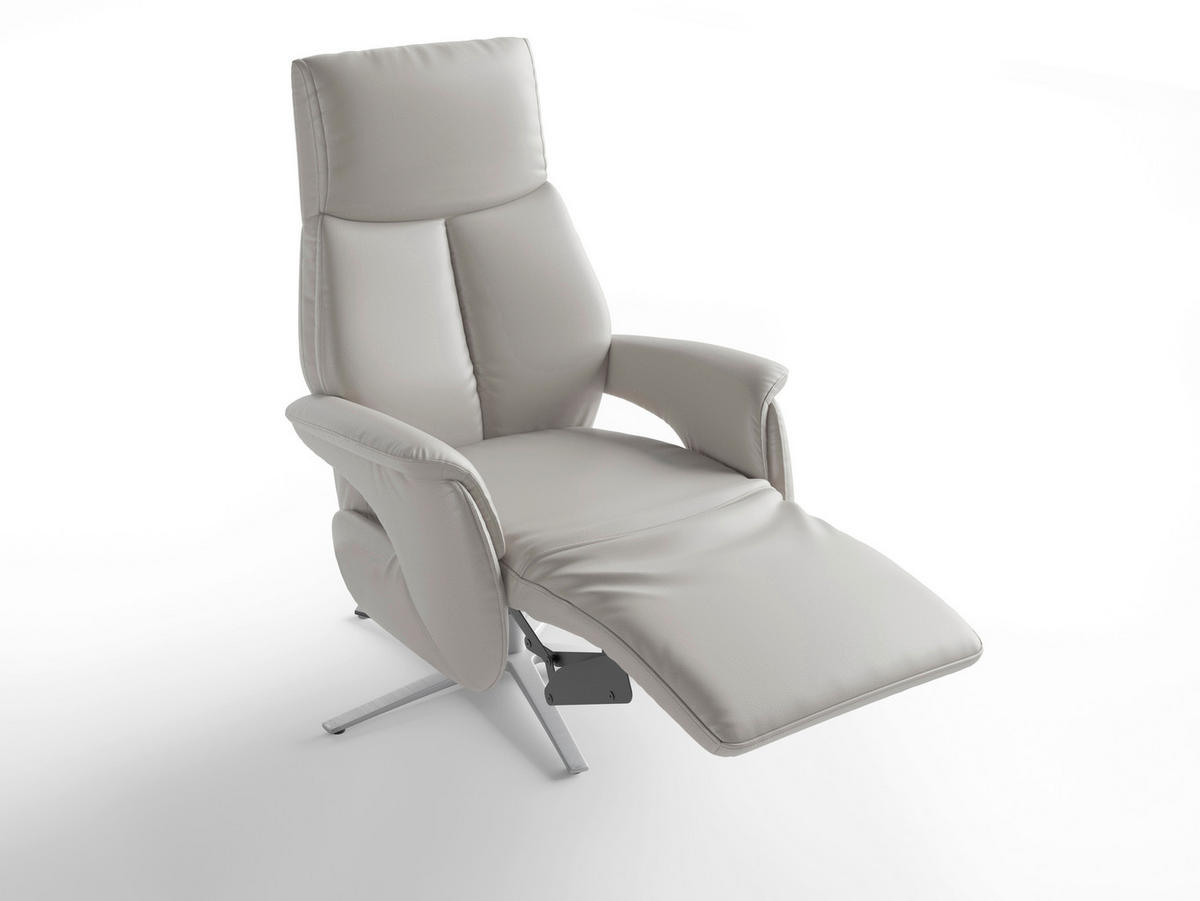 RELAXAČNÍ KŘESLO, kůže, světle šedá - barvy stříbra/světle šedá, Basics, kov/kůže (75/110/85cm) - Sit & More