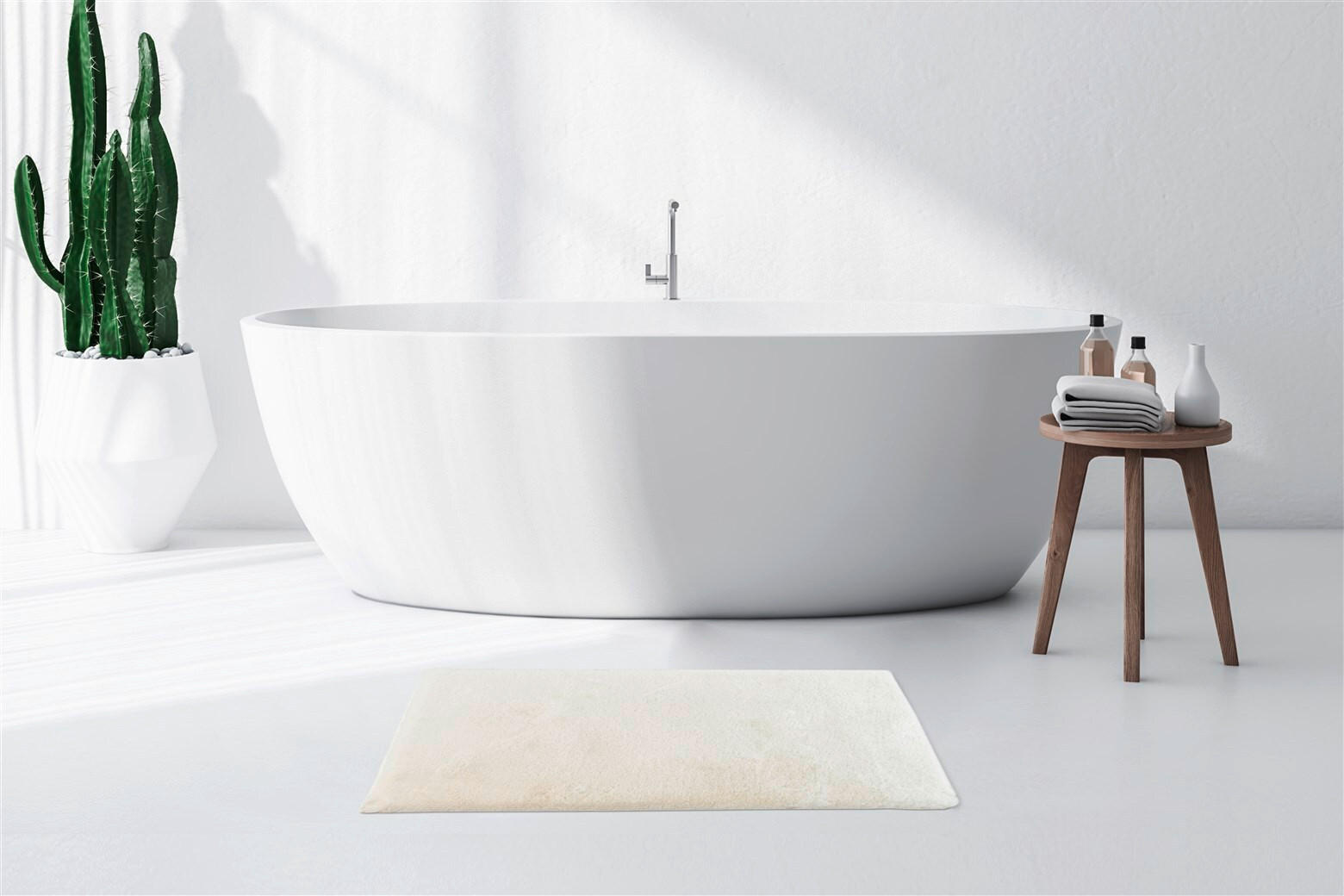 BADEMATTE 65/100 cm Weiß  - Weiß, KONVENTIONELL, Kunststoff/Textil (65/100cm)