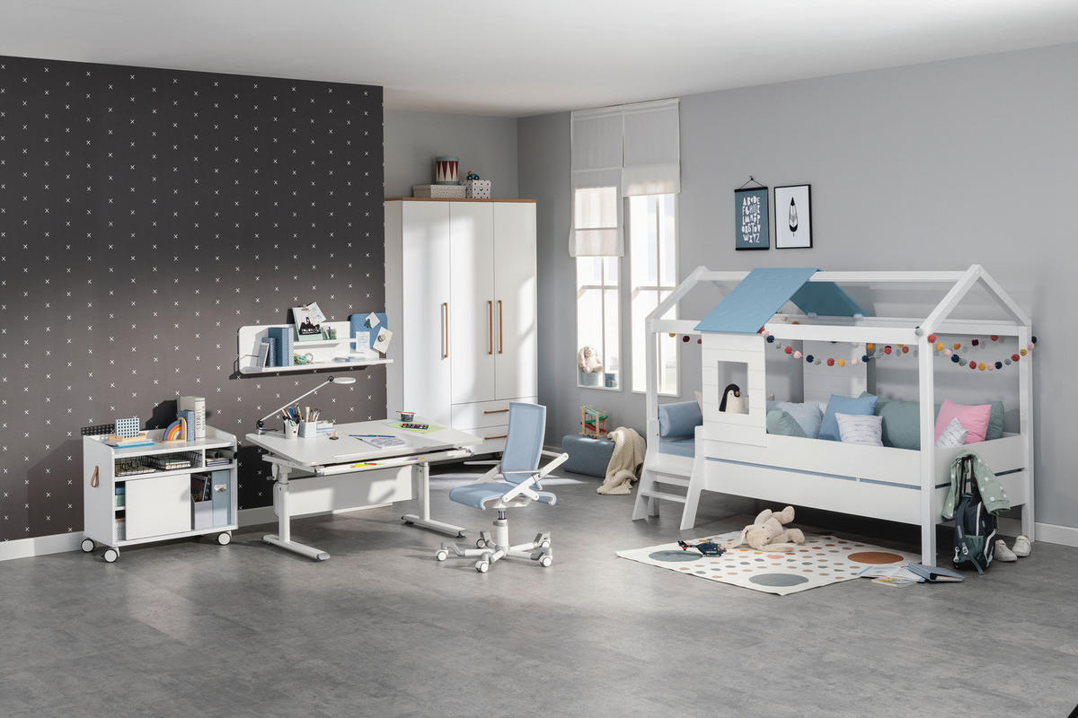 JUGENDDREHSTUHL  in Netzbespannung Silberfarben, Weiß, Hellblau  - Silberfarben/Weiß, Basics, Kunststoff/Textil (54/86-100/54cm) - Paidi