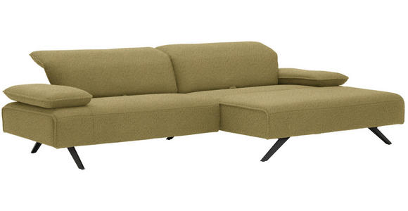 ECKSOFA Biella in Flachgewebe Hellgrün  280/165 cm  - Anthrazit/Hellgrün, Design, Textil/Metall (280/165cm) - Johann Jakob