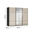 SCHWEBETÜRENSCHRANK 301/223/68 cm 3-türig Schwarz, Champagner  - Champagner/Schwarz, KONVENTIONELL, Glas/Holzwerkstoff (301/223/68cm) - Novel