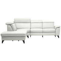 ECKSOFA in Echtleder Weiss  - Weiss/Schwarz, Design, Leder/Metall (239/285cm) - Cantus