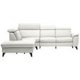 ECKSOFA in Echtleder Weiß 239/285 cm - Schwarz/Weiß, Design, Leder/Metall (239/285cm) - Cantus