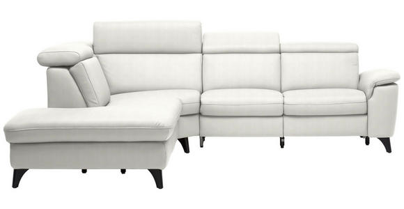 ECKSOFA in Echtleder Weiß 239/285 cm - Schwarz/Weiß, Design, Leder/Metall (239/285cm) - Cantus