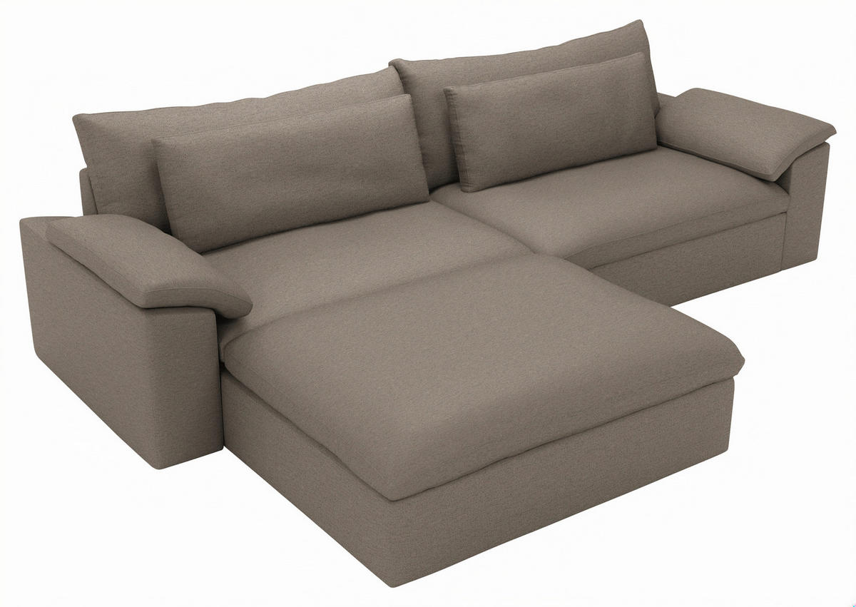 ECKSOFA Flachgewebe Greige  - Greige/Schwarz, Modern, Kunststoff/Textil (198/306cm) - Carryhome