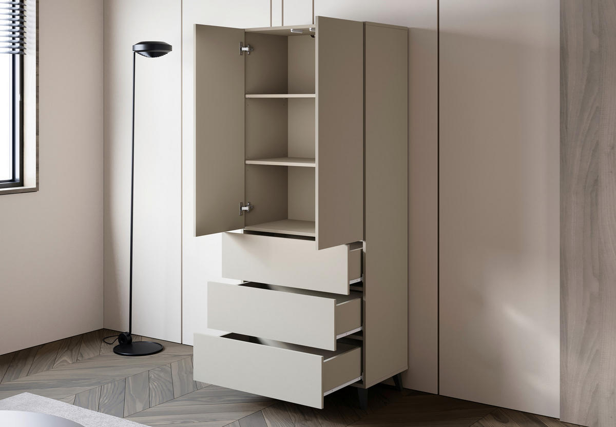 HIGHBOARD  70/170/39 cm 3 Schublade(n)  - Kaschmir/Schwarz, Design, Holzwerkstoff/Kunststoff (70/170/39cm) - P & B