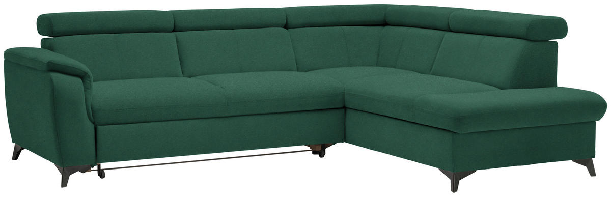 ECKSOFA in Mikrofaser Türkis  - Türkis/Schwarz, Design, Textil/Metall (260/203cm) - Stylife