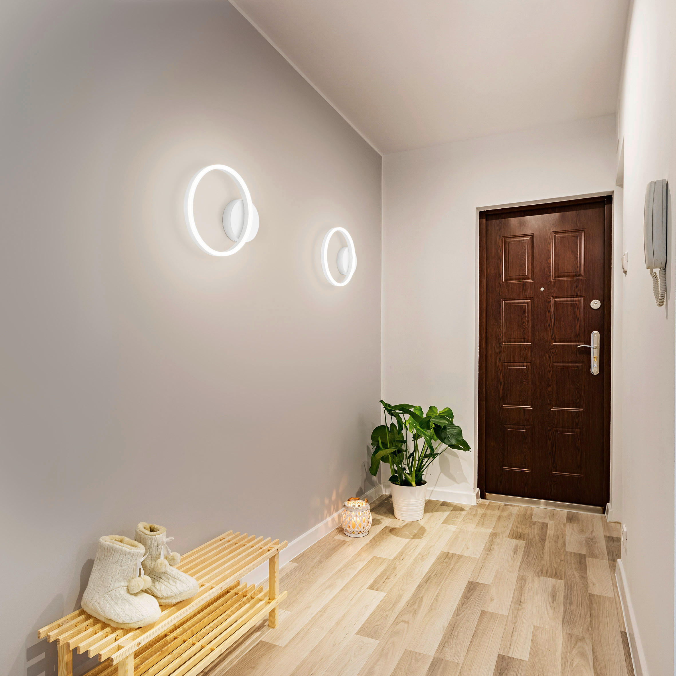 LED-WANDLEUCHTE Giotto 30/6,5 cm   - Weiß, Design, Kunststoff/Metall (30/6,5cm) - Fabas Luce