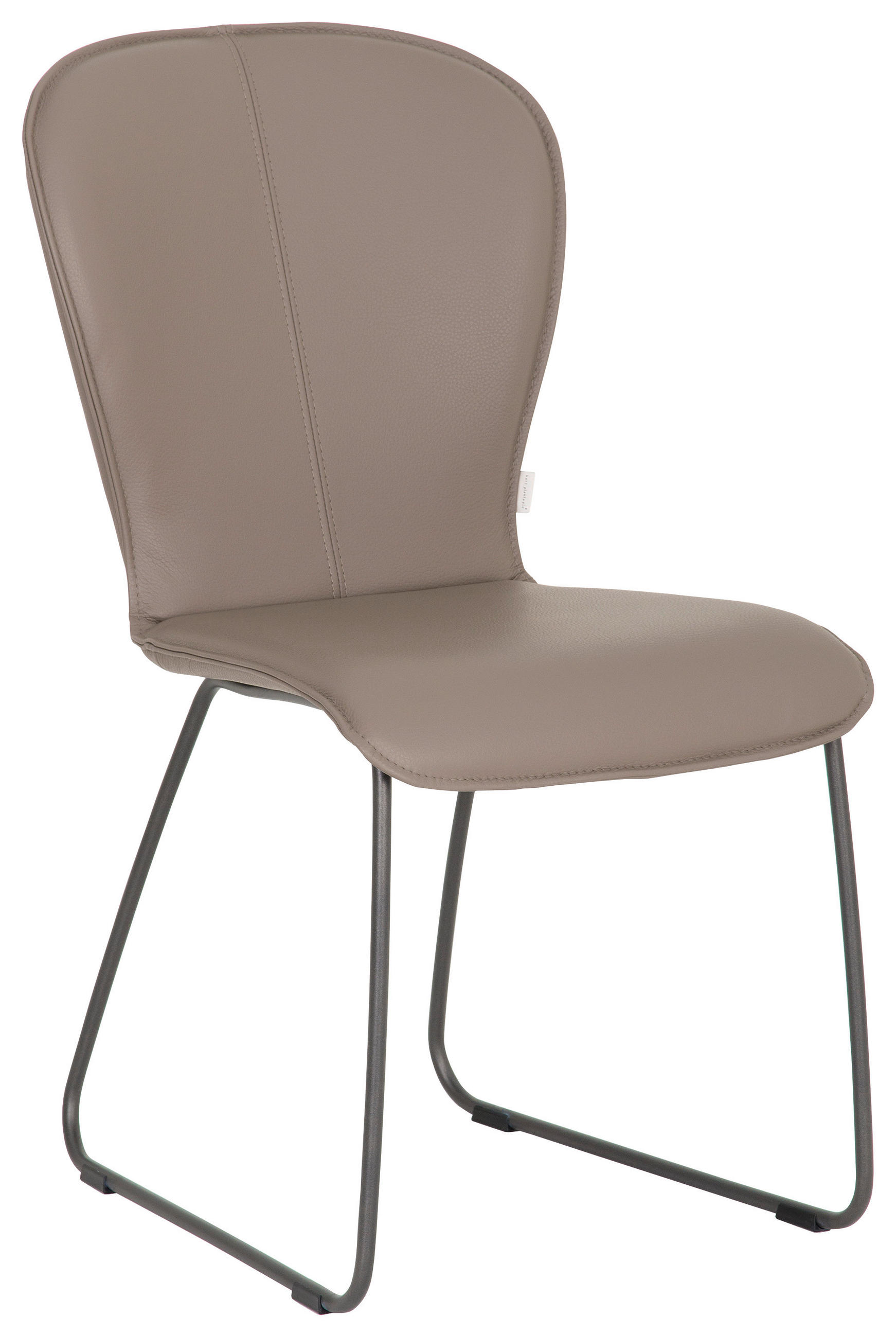 STUHL  in Edelstahl Echtleder pigmentiert Metall, Leder  - Hellbraun/Anthrazit, Design, Leder/Metall (48/91/61cm) - Bert Plantagie