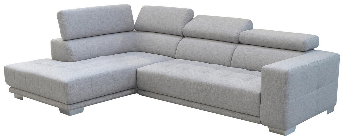 ECKSOFA in Chenille Hellgrau  - Chromfarben/Hellgrau, Design, Textil (207/301cm) - Xora