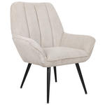 SESSEL in Cord Schwarz, Beige  - Beige/Schwarz, Design, Textil/Metall (80/96/76cm) - Cantus