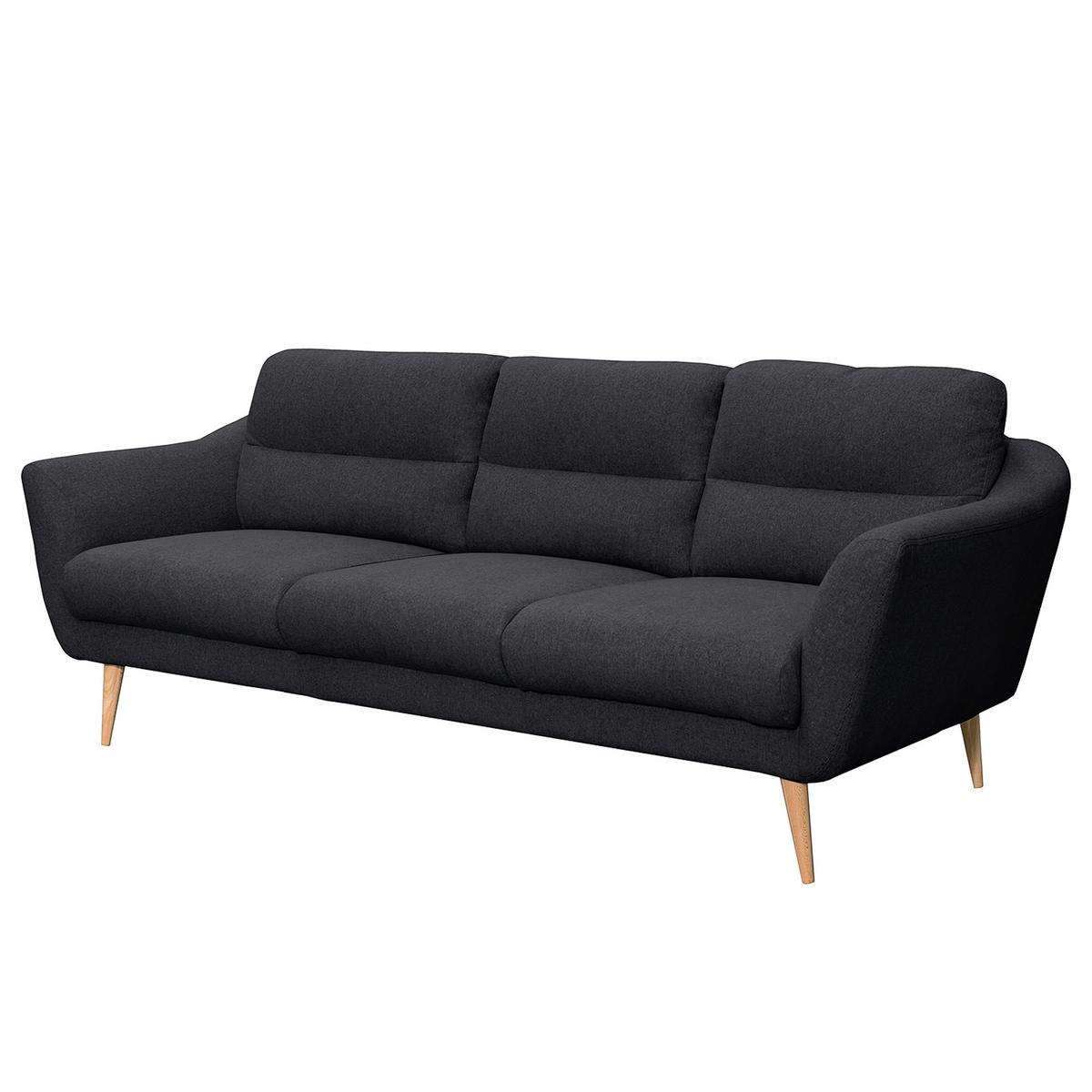 3-SITZER-SOFA in Webstoff Anthrazit  - Anthrazit/Buchefarben, Design, Holz/Textil (209/87/88cm) - Livetastic
