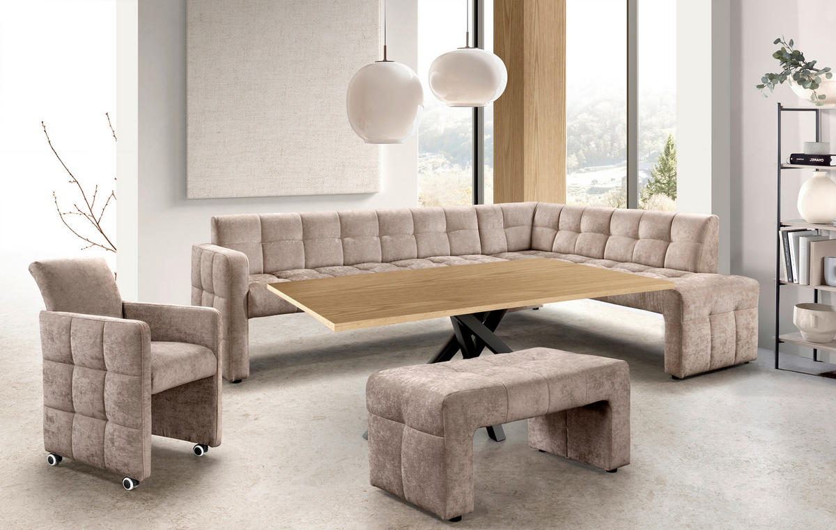 KLUPA KUTNA  bež  drvo, tekstil, drvni materijal      - bež/crna, Moderno, drvni materijal/drvo (265/197cm) - Livetastic